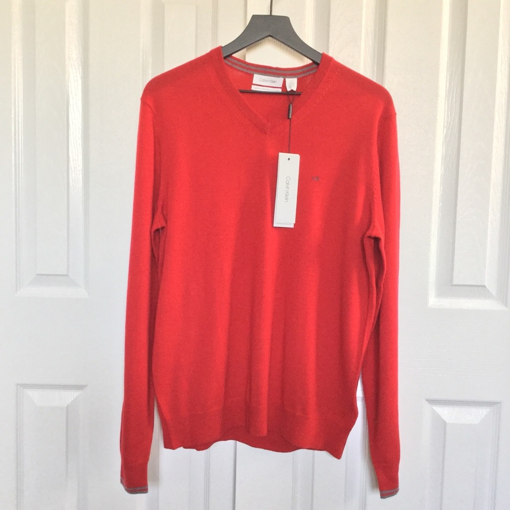 Calvin Klein Extra Fine Marino Wool V Neck Sweater